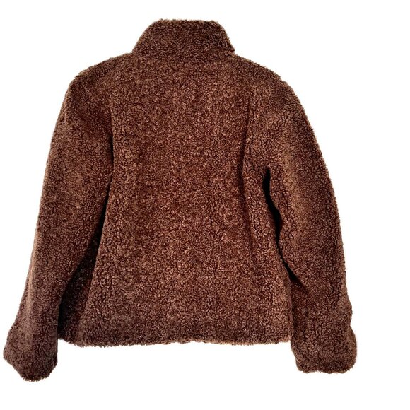 😊Rachel Zoe Teddy Sherpa Fleece Zip Jacket Women's Size M Chocolate Brown NEW - Picture 13 of 13